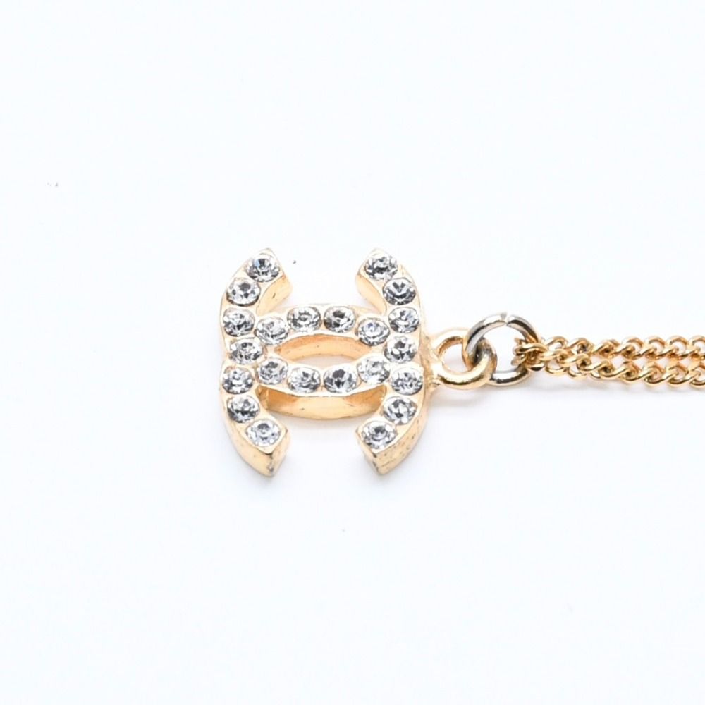 Chanel CC Logo Necklace 01A Stamp Metal Rhinestone 44.5 — view 6