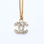 Chanel CC Logo Necklace 01A Stamp Metal Rhinestone 44.5 — view 2