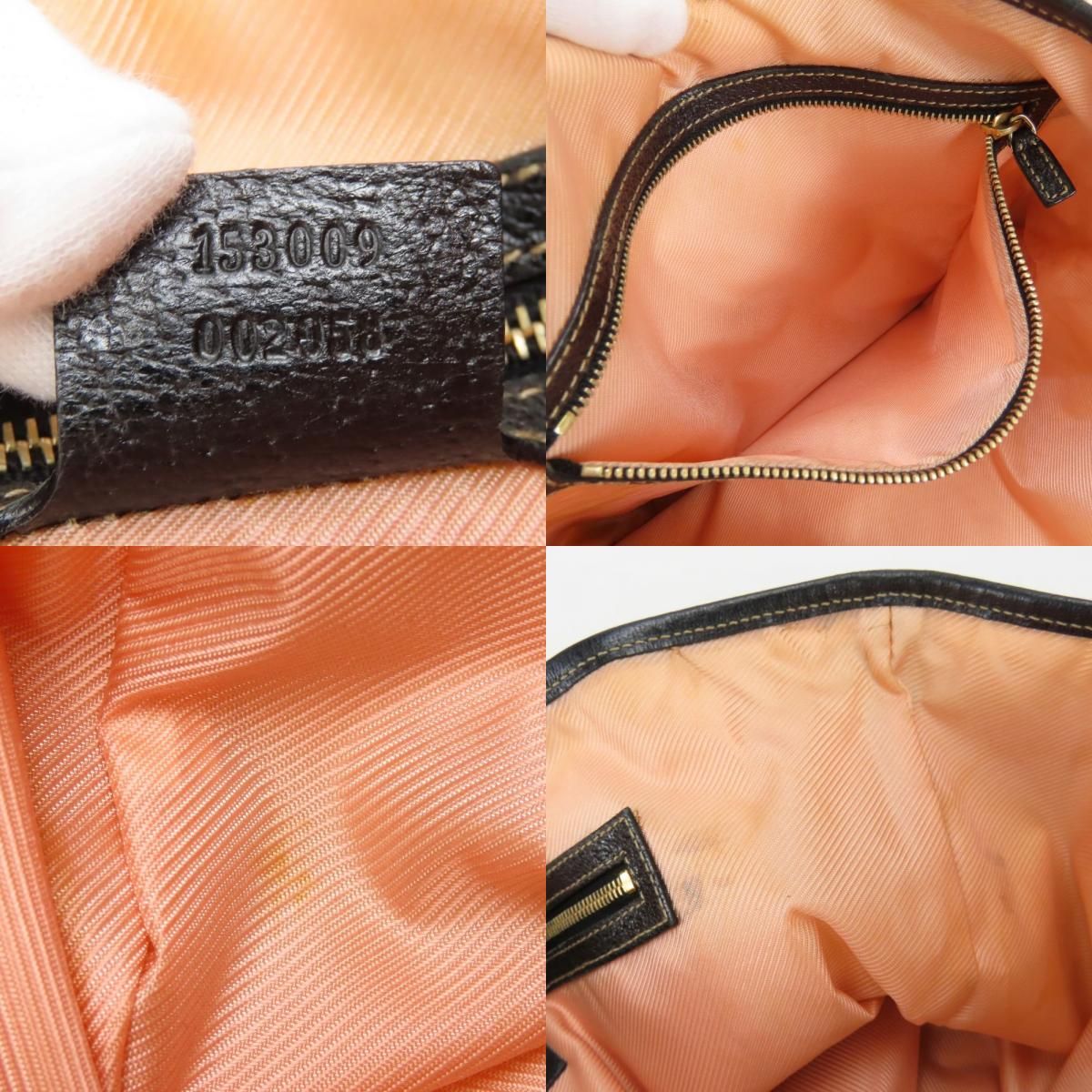 Gucci Tote Bag Satin Leather Black Multicolor — view 7