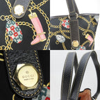 Gucci Tote Bag Satin Leather Black Multicolor — view 4