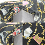 Gucci Tote Bag Satin Leather Black Multicolor — view 3