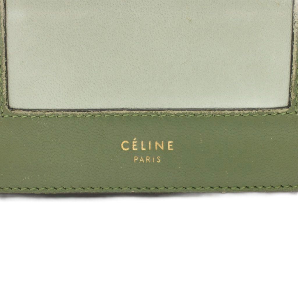 Celine Phoebe Philo Era Frame Bicolor Card Coin Purse Leather Green — view 5