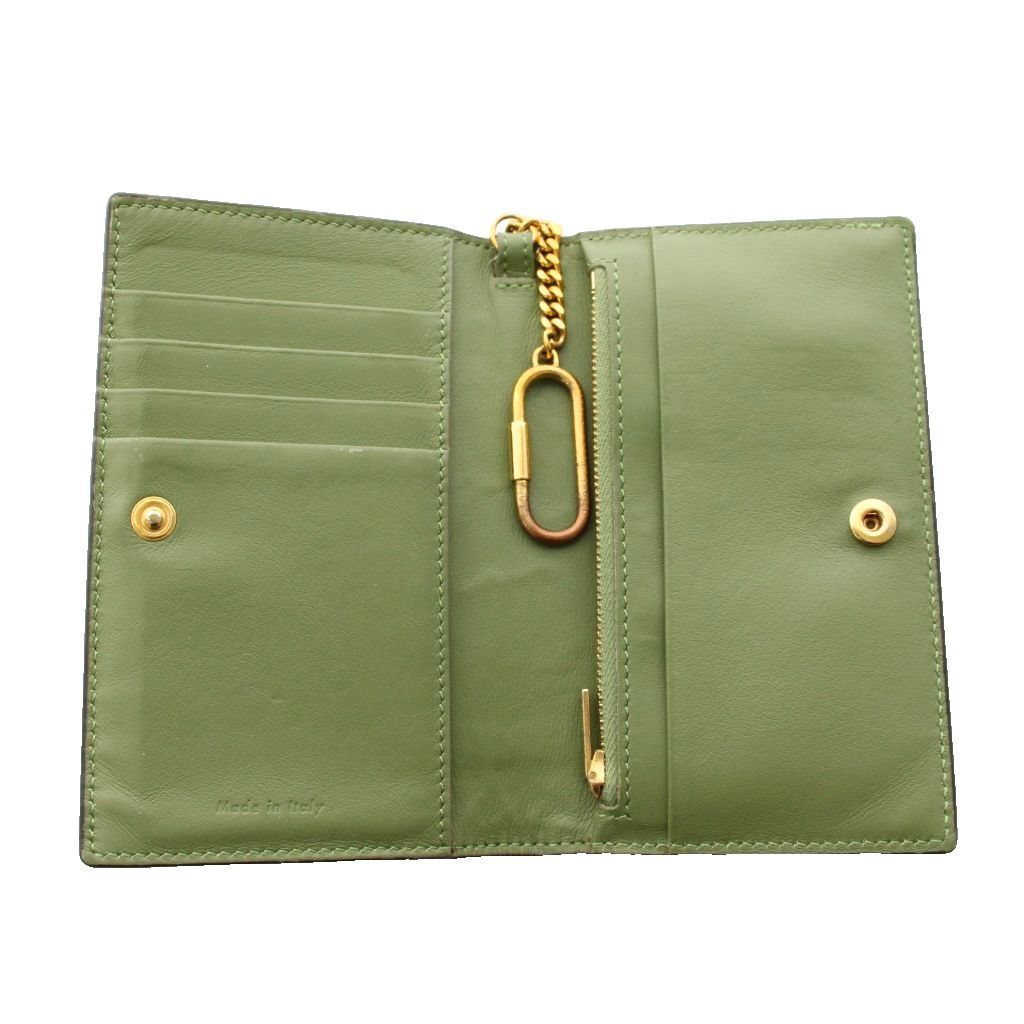 Celine Phoebe Philo Era Frame Bicolor Card Coin Purse Leather Green — view 4