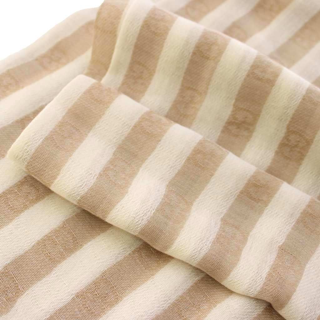 Gucci Shawl GG Pattern Border Cotton Beige Scarf — view 3
