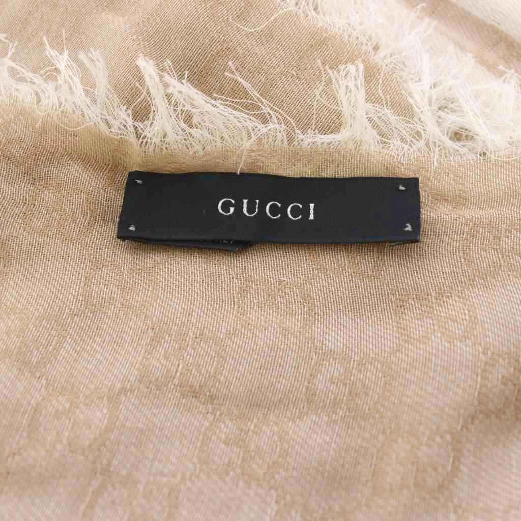 Gucci Shawl GG Pattern Border Cotton Beige Scarf — view 6