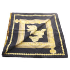 Hermes Scarf Carre 90 Cuillers D Afrique African Spoon Silk Black Gold Color OH — view 7