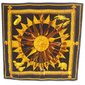 Hermes Scarf Carre 90 Cuillers D Afrique African Spoon Silk Black Gold Color OH