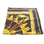 Hermes Scarf Carre 90 Cuillers D Afrique African Spoon Silk Black Gold Color OH — view 8