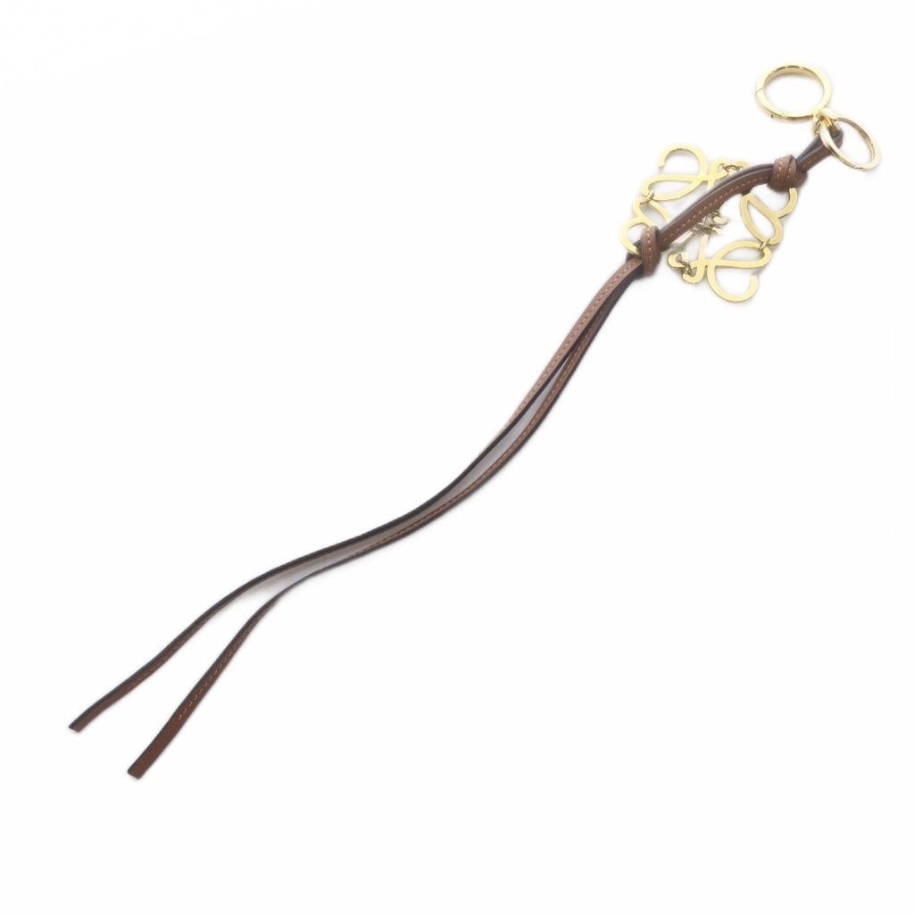 Loewe Anagram Bag Charm Key Holder Leather Brown Gold — view 2