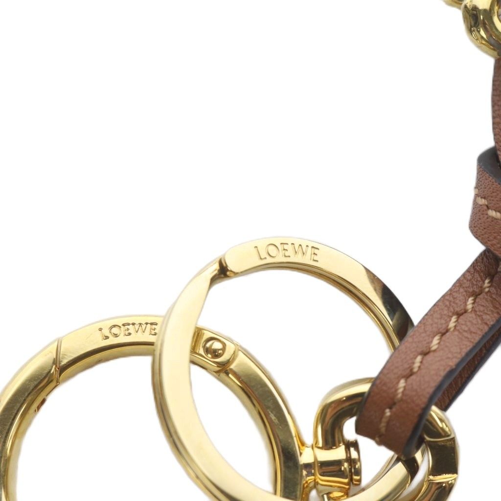 Loewe Anagram Bag Charm Key Holder Leather Brown Gold — view 7