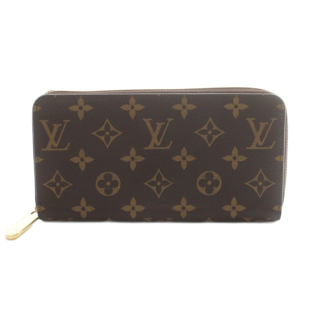Louis Vuitton Zippy Wallet Zip Around Coin Purse Monogram Pattern Brown
