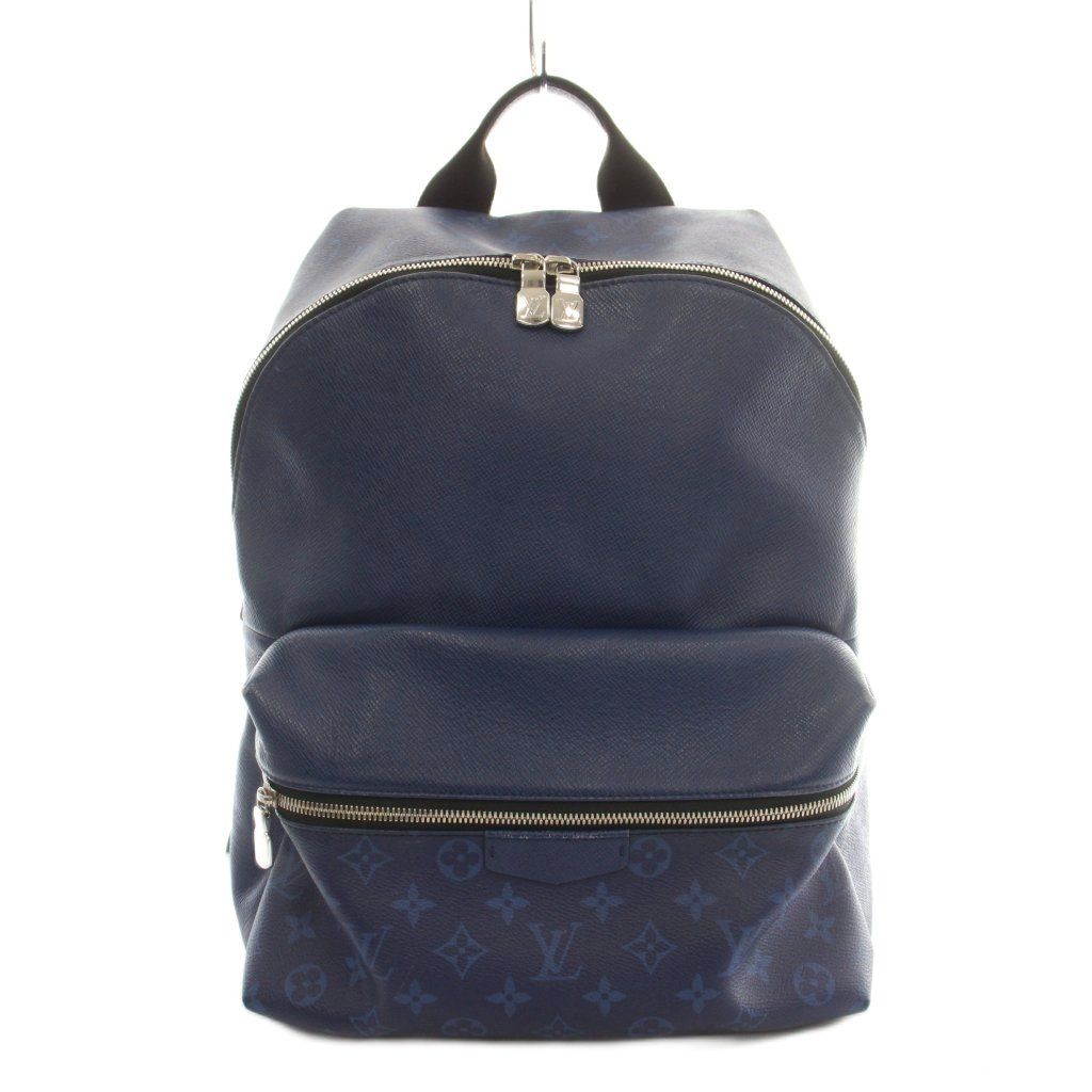 Louis Vuitton Taigarama Discovery Backpack Leather Monogram Canvas Logo Blue