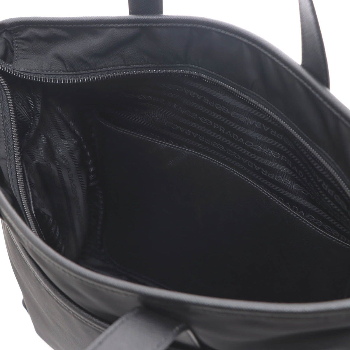Prada Re-Nylon 2-Way Black Nylon Saffiano Tote Bag — view 8