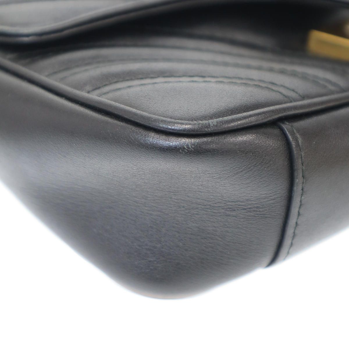 Gucci GG Marmont Small Leather Shoulder Bag Black — view 8