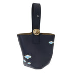 Loewe Pebble Bucket Leather Shoulder Bag Navy