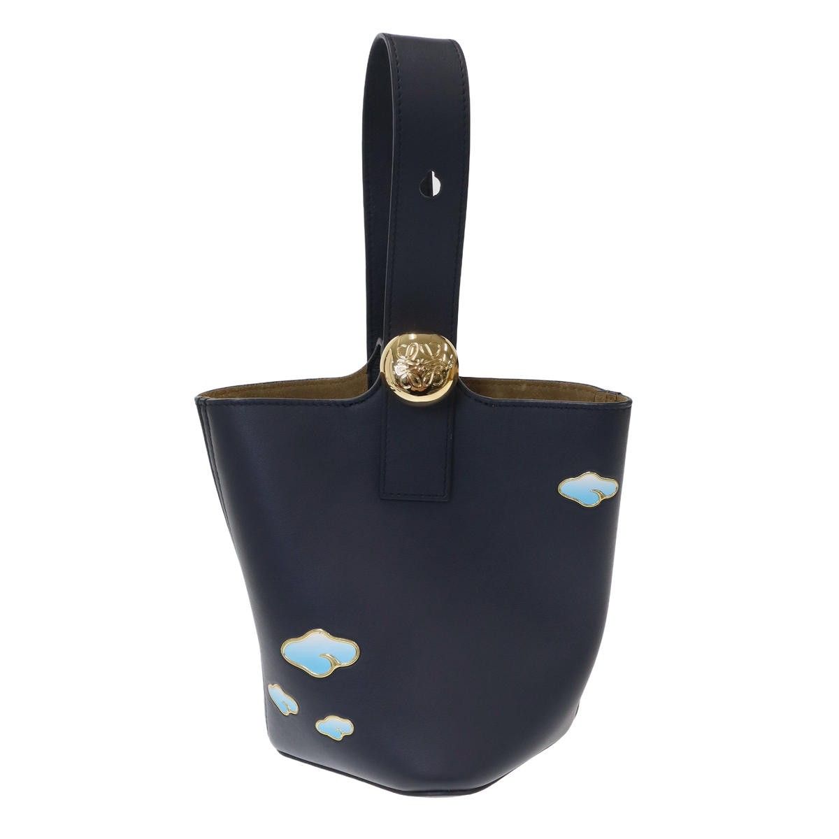 Loewe Pebble Bucket Leather Shoulder Bag Navy