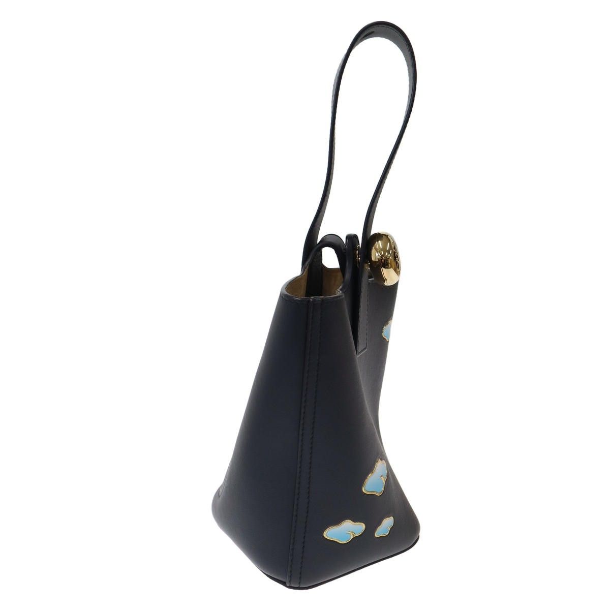 Loewe Pebble Bucket Leather Shoulder Bag Navy — view 3