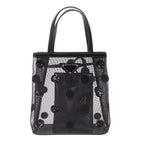 Prada Rete Ricamo Poi Sequin Dot Mesh Tote Bag Black