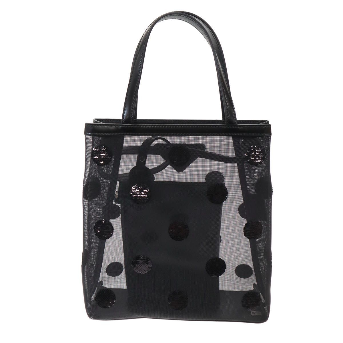 Prada Rete Ricamo Poi Sequin Dot Mesh Tote Bag Black — view 2