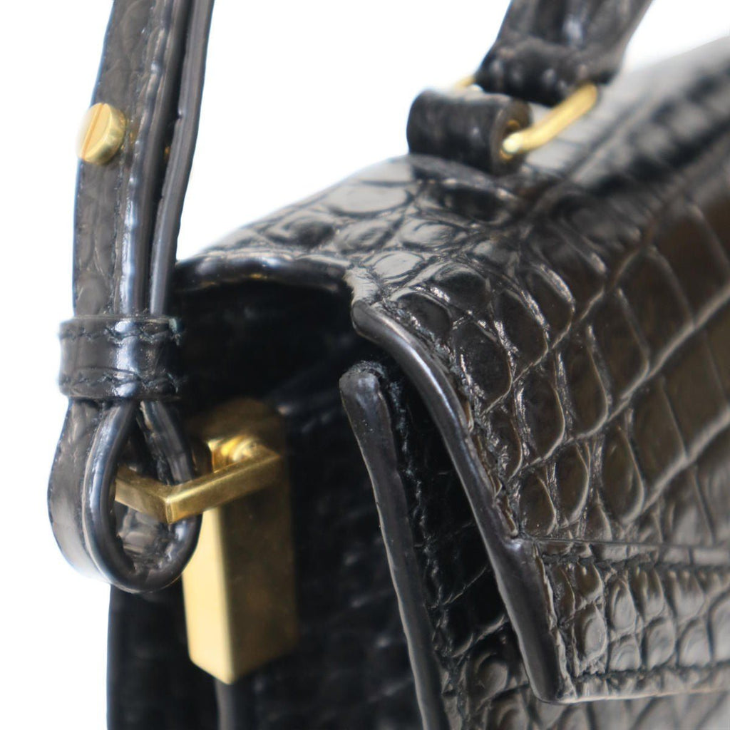 Saint Laurent Paris Cassandre Cassandra Mini Croco Embossed Top Handle — view 7