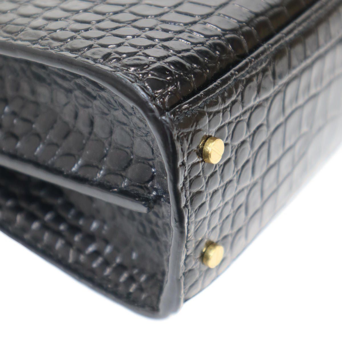 Saint Laurent Paris Cassandre Cassandra Mini Croco Embossed Top Handle — view 8