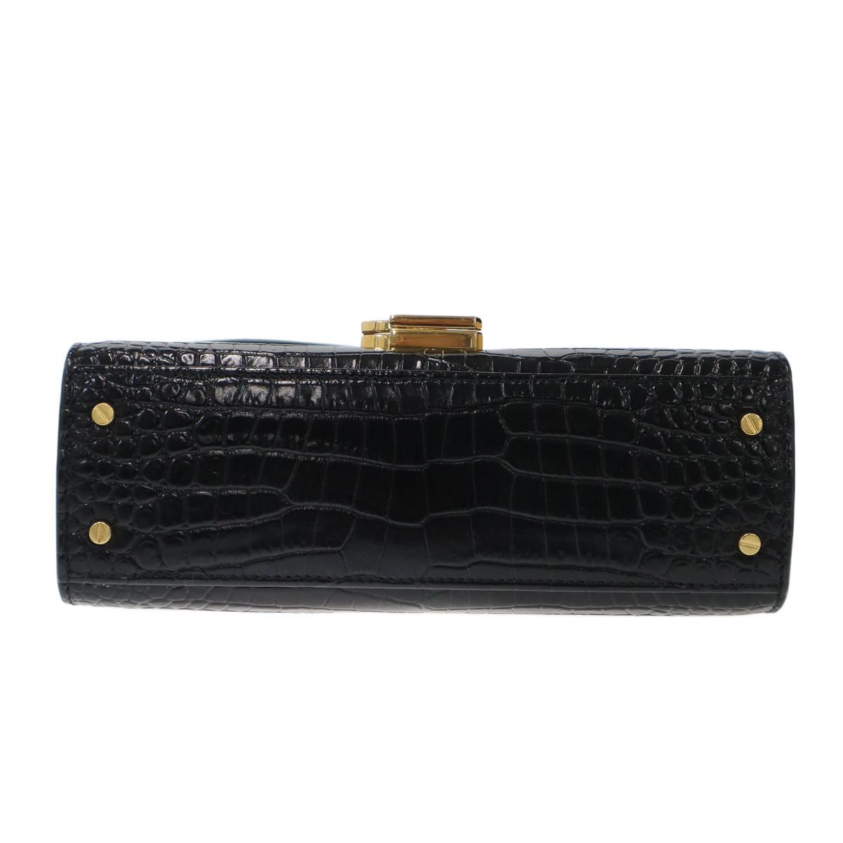 Saint Laurent Paris Cassandre Cassandra Mini Croco Embossed Top Handle — view 4