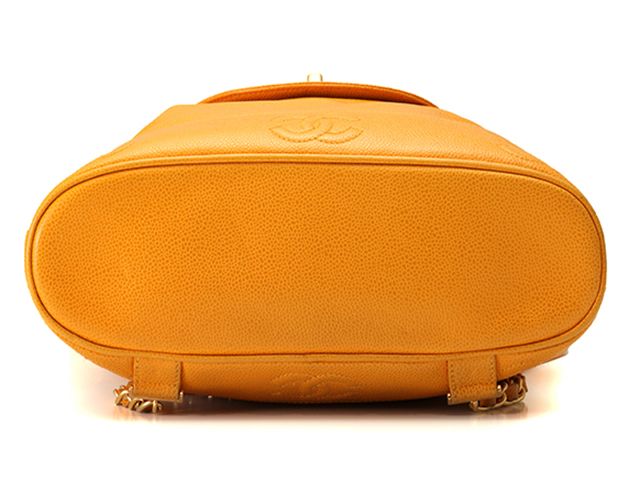 Chanel Triple CC Logo Backpack Yellow Caviar — view 3