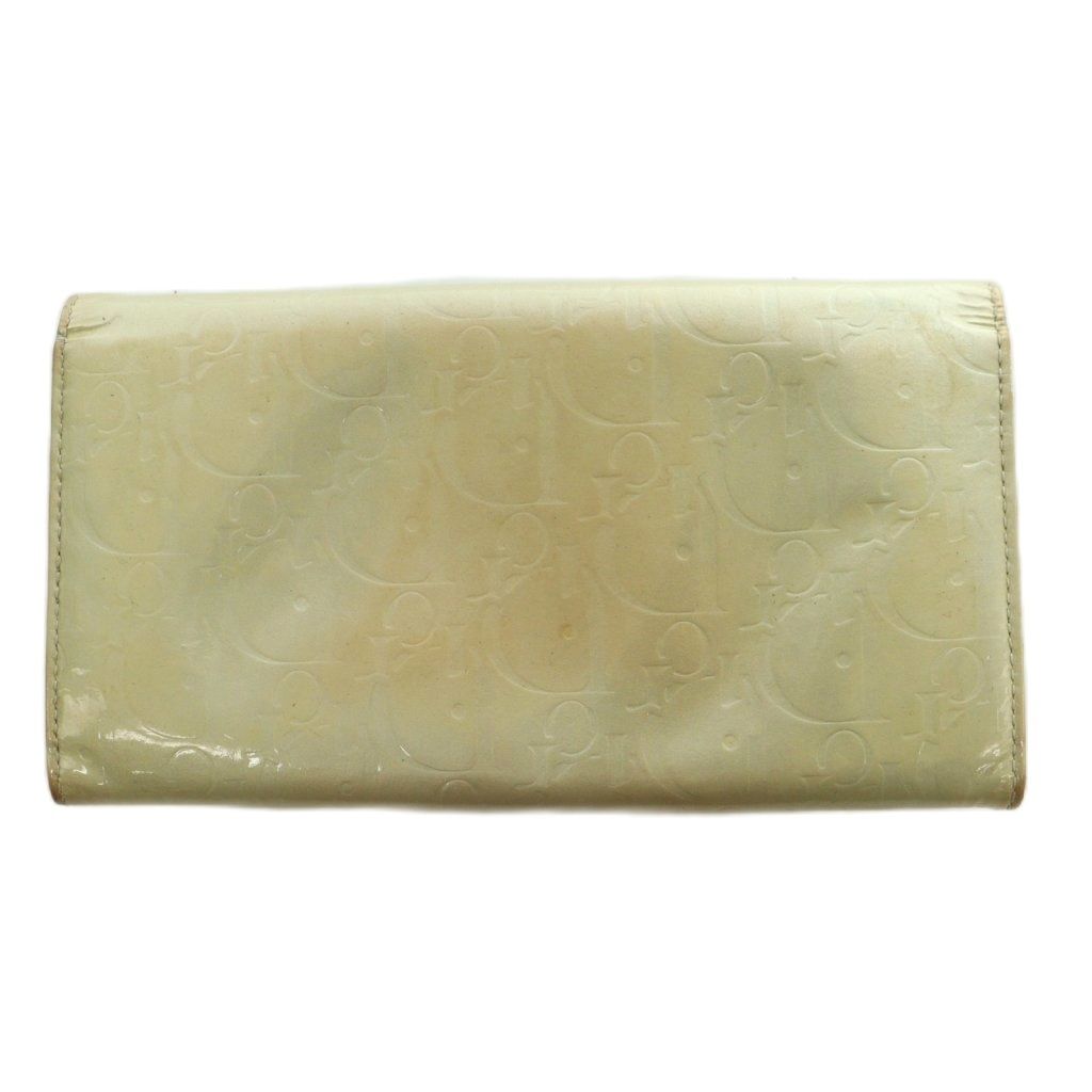Dior Wallet Logo Trotter Pattern Patent Beige — view 3