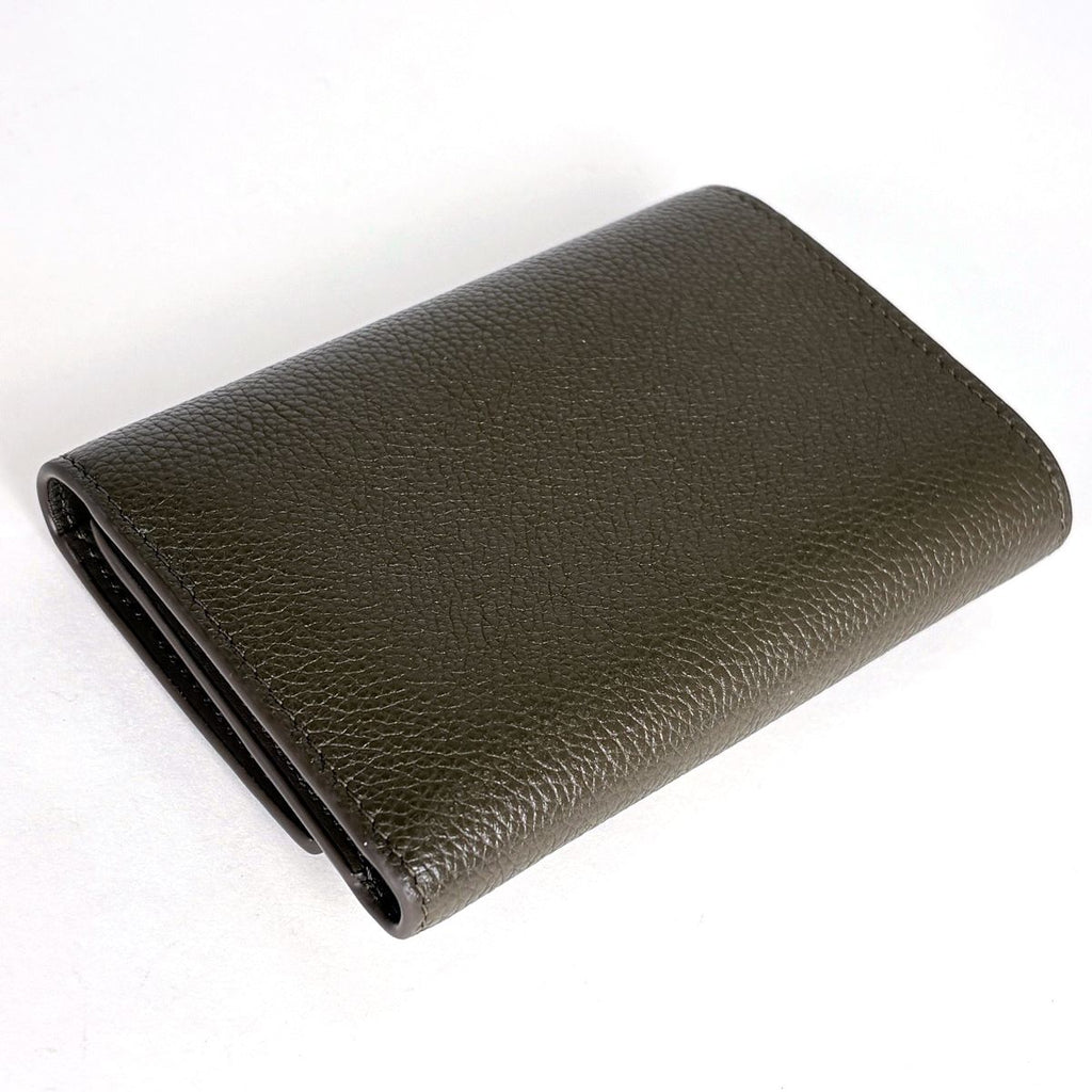 Loewe Pebble Vertical Wallet Small Trifold Leather Dark Khaki Green — view 2