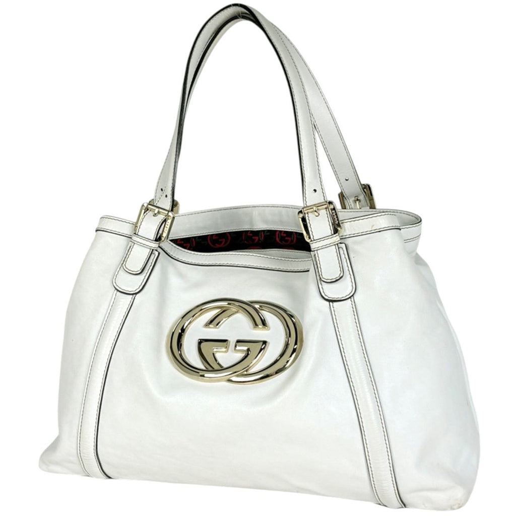 Gucci Tote Bag Newbrid Double G Leather White