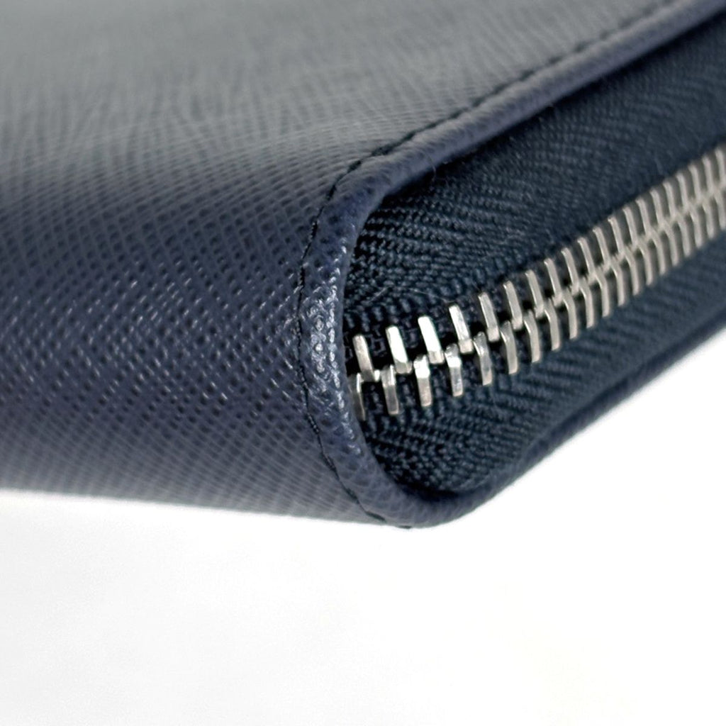 Prada Wallet Round Zip Saffiano Leather Navy — view 3