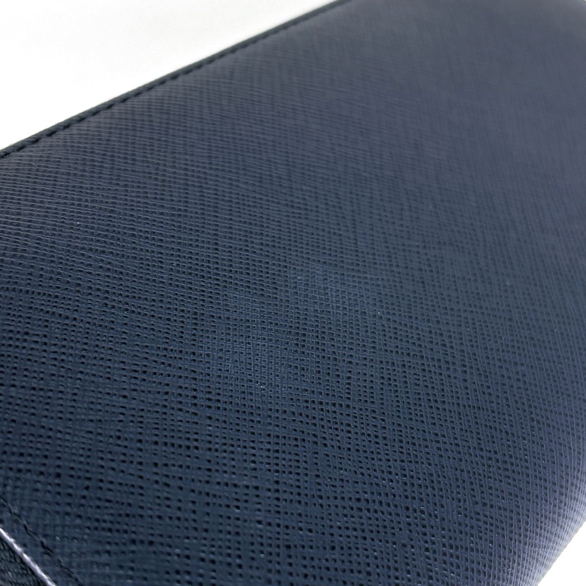 Prada Wallet Round Zip Saffiano Leather Navy — view 4