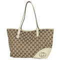 Gucci Tote Bag New Brit GG Pattern Canvas Beige White