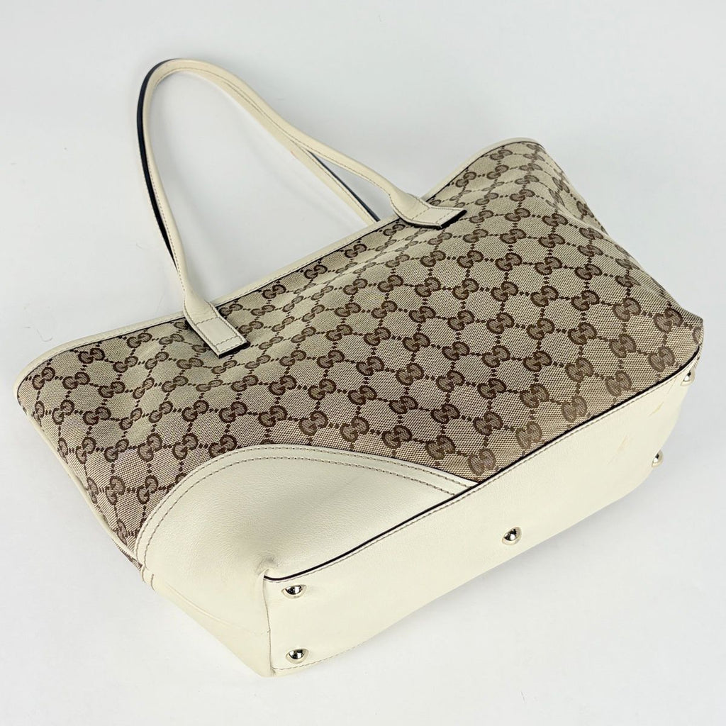 Gucci Tote Bag New Brit GG Pattern Canvas Beige White — view 2