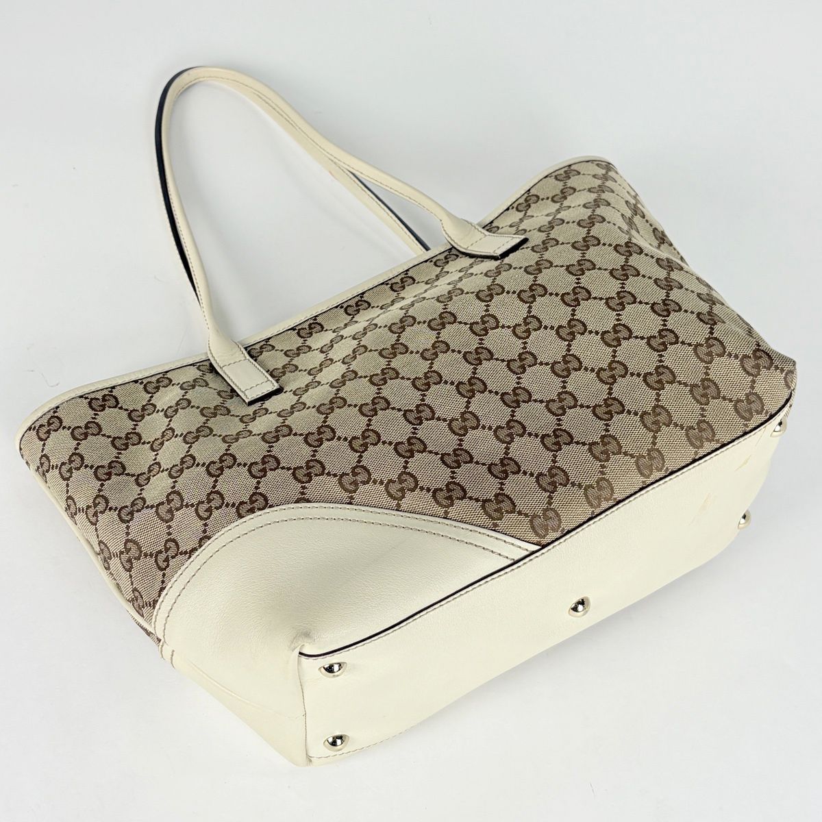 Gucci Tote Bag New Brit GG Pattern Canvas Beige White — view 2