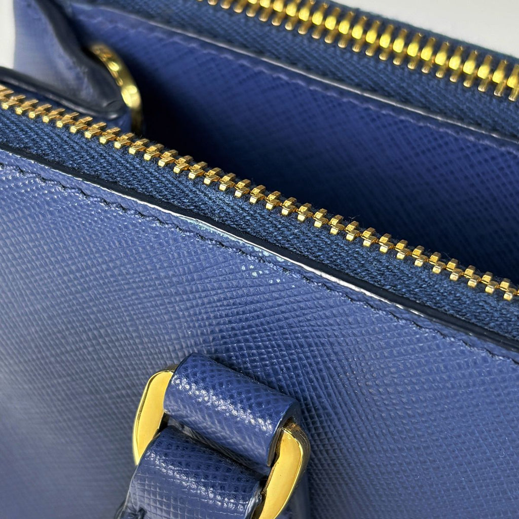 Prada Galleria Small Bag Handbag 2-Way Saffiano Leather Blue — view 5
