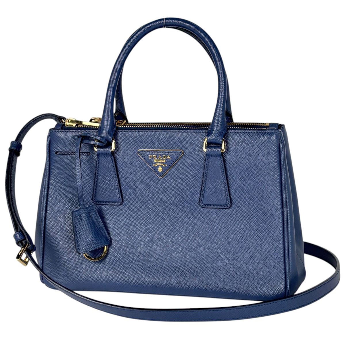 Prada Galleria Small Bag Handbag 2-Way Saffiano Leather Blue