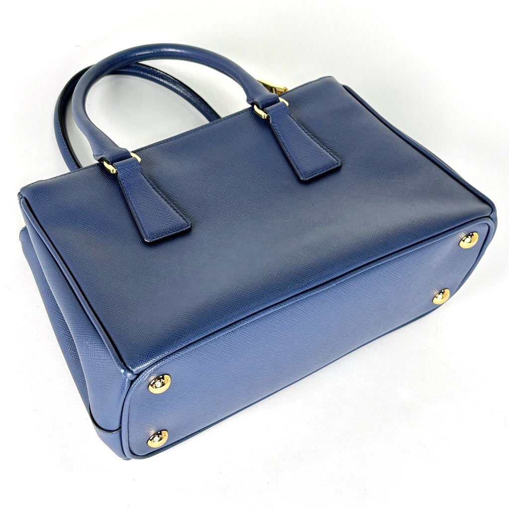 Prada Galleria Small Bag Handbag 2-Way Saffiano Leather Blue — view 2