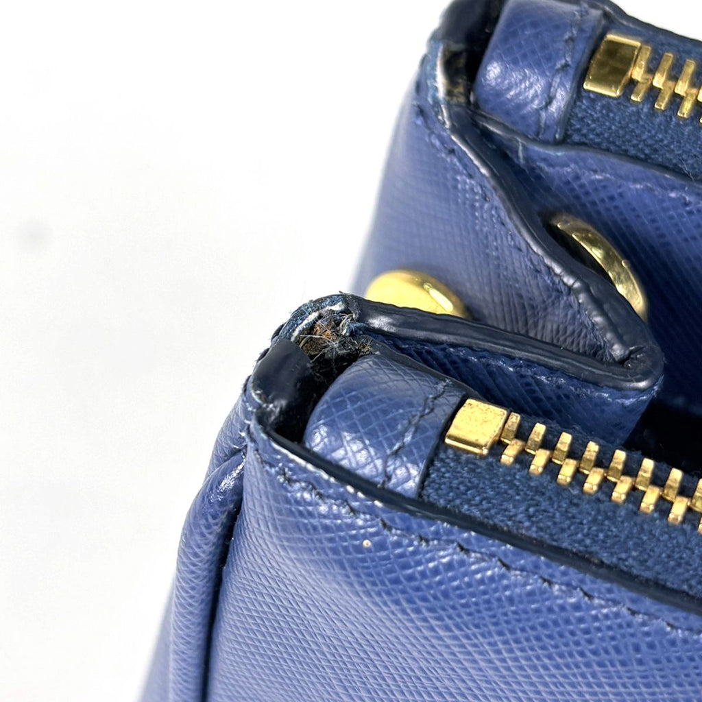 Prada Galleria Small Bag Handbag 2-Way Saffiano Leather Blue — view 4