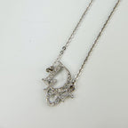 Dior Logo Rhinestone Necklace Plated Silver Clear Vintage — view 4