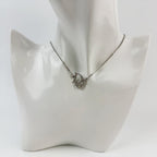 Dior Logo Rhinestone Necklace Plated Silver Clear Vintage
