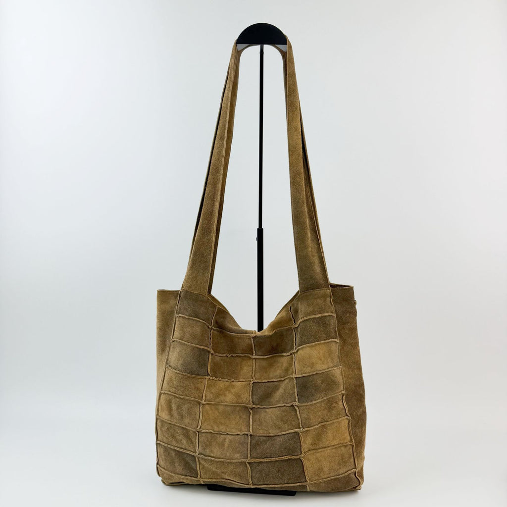 Chanel Patchwork Shoulder Bag Suede Brown Beige Seal Vintage