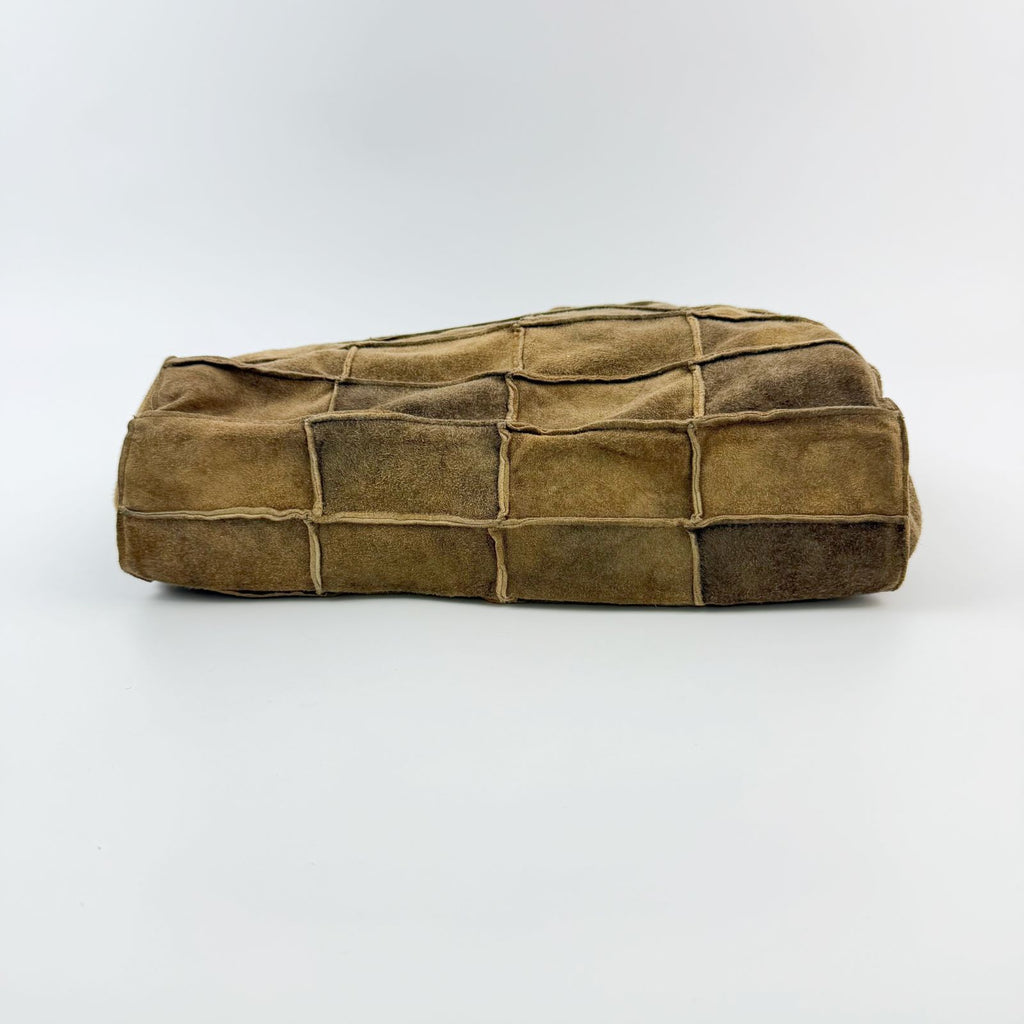 Chanel Patchwork Shoulder Bag Suede Brown Beige Seal Vintage — view 6