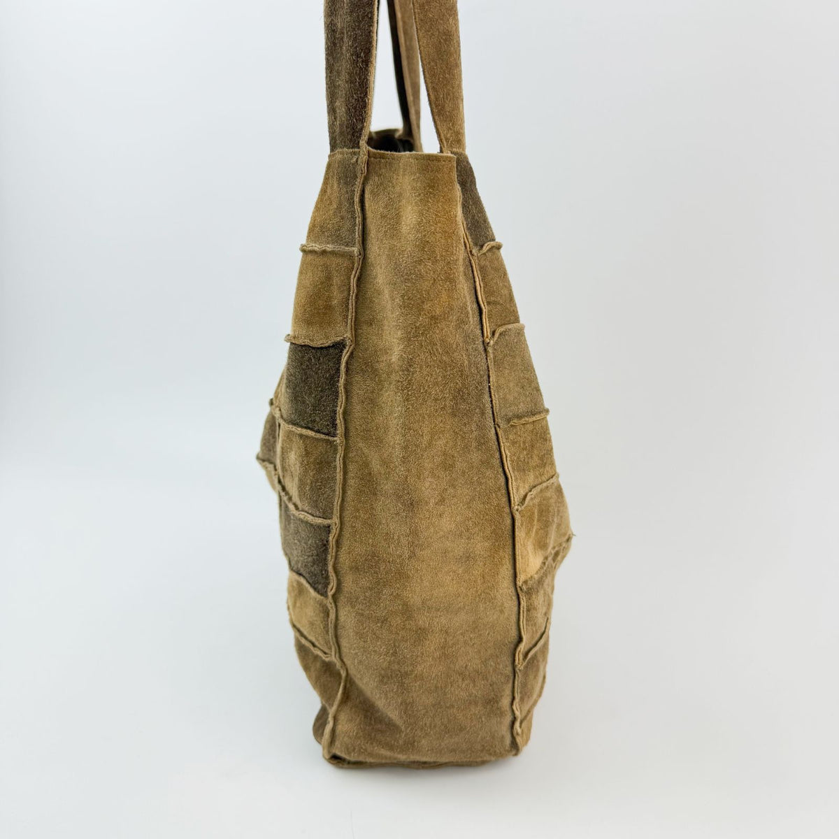 Chanel Patchwork Shoulder Bag Suede Brown Beige Seal Vintage — view 5