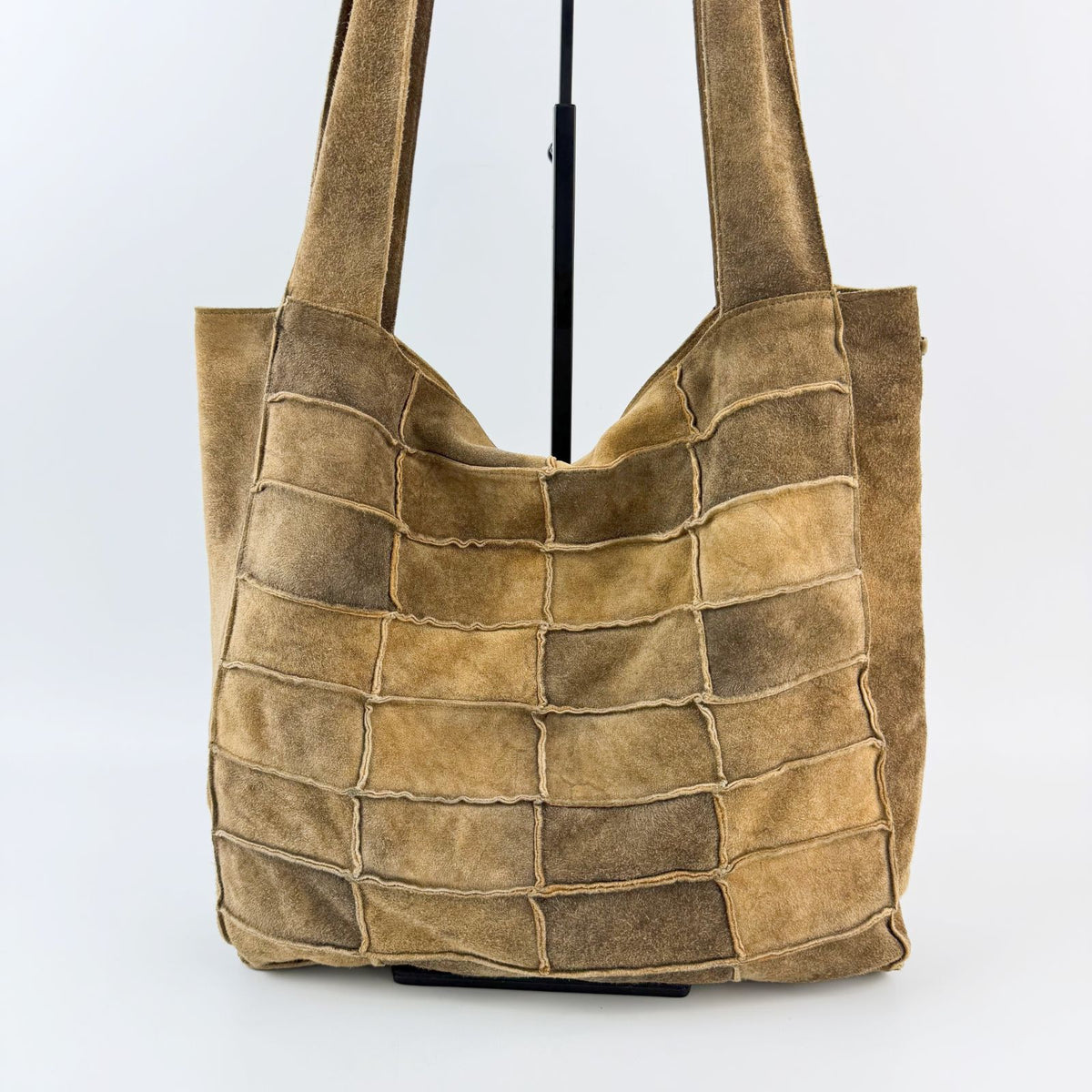 Chanel Patchwork Shoulder Bag Suede Brown Beige Seal Vintage — view 2