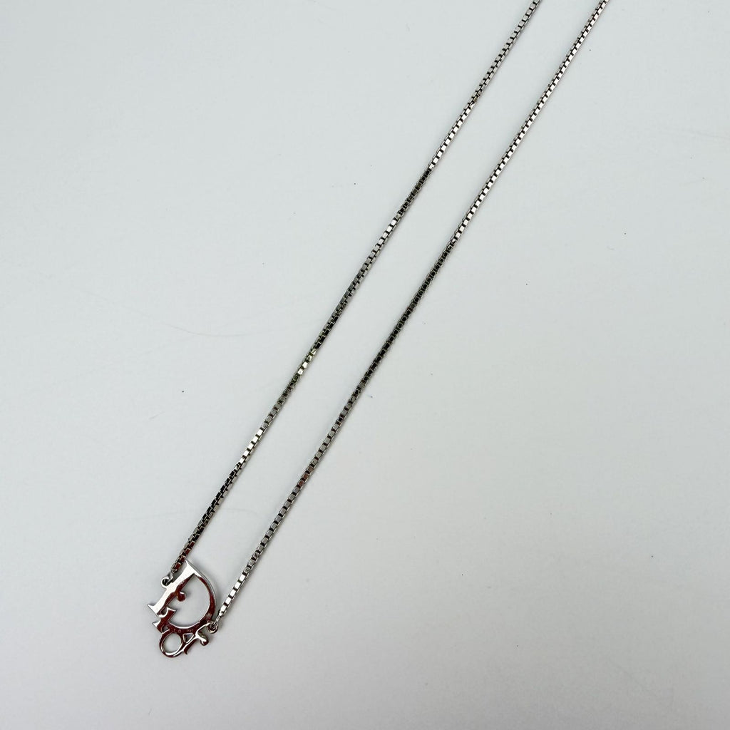 Dior Logo Venetian Chain Necklace Plated Silver Vintage — view 3
