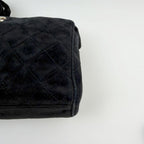 Chanel Quilted CC Logo Charm Shoulder Bag Suede Black Seal Vintage — view 7