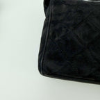 Chanel Quilted CC Logo Charm Shoulder Bag Suede Black Seal Vintage — view 8