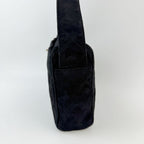 Chanel Quilted CC Logo Charm Shoulder Bag Suede Black Seal Vintage — view 3