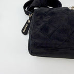 Chanel Quilted CC Logo Charm Shoulder Bag Suede Black Seal Vintage — view 6